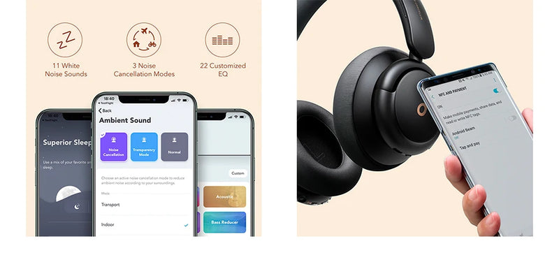 Soundcore by Anker Life Q30 Hybrid Active Noise Cancelling Headphones Wireless Bluetooth Headphones Over Ear Headset Earphone