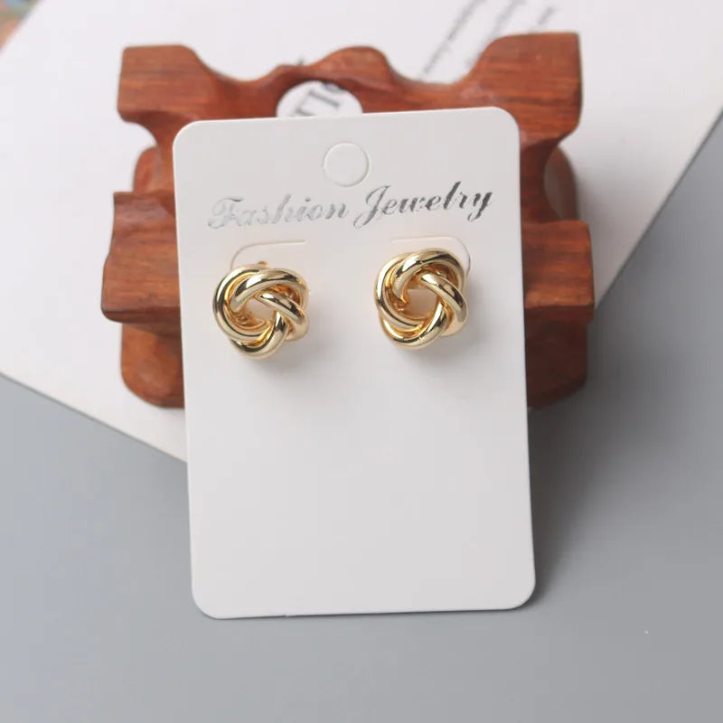 Tiny Metal Stud Earrings for Women Gold Color Twist Round Earrings Small Unusual Earrings boucles d'oreilles Fashion Jewelry