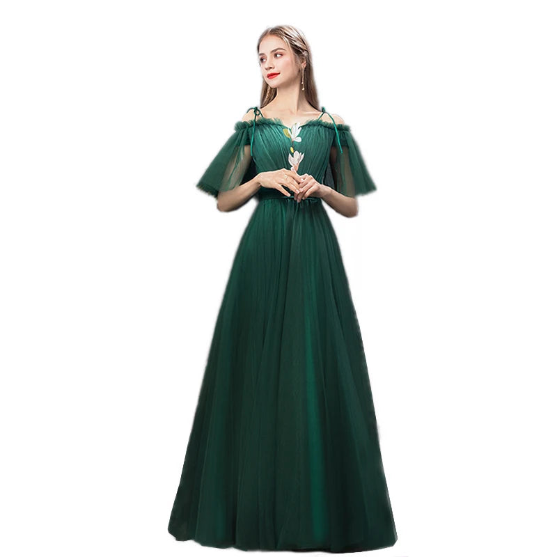 New Dark green sleeveless lady girl women princess bridesmaid banquet party ball prom performance dress gown free shipping