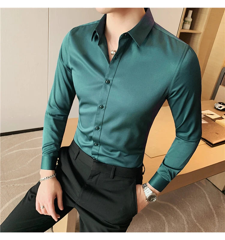 Camisas De Hombre Long Sleeve Shirts For Men Clothing 2024 Business Formal Wear Camisa Social Masculina Slim Fit Chemise Homme