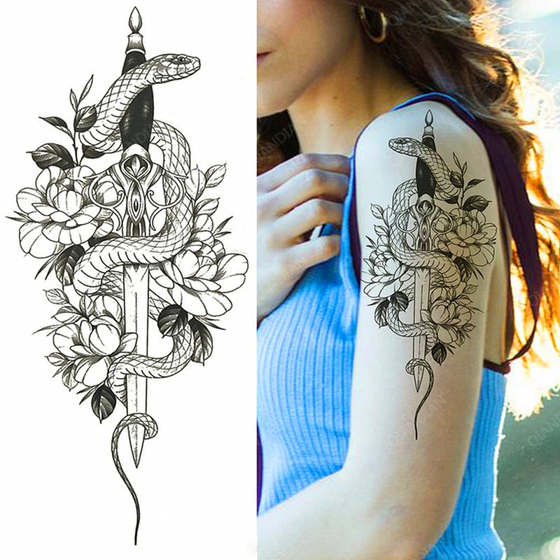 Sexy Flower Bird Temporary Waterproof Tattoo Sticker Girl Butterfly Dreamcatcher Cross Body Arm Sleeve Chest Fake Totem Women