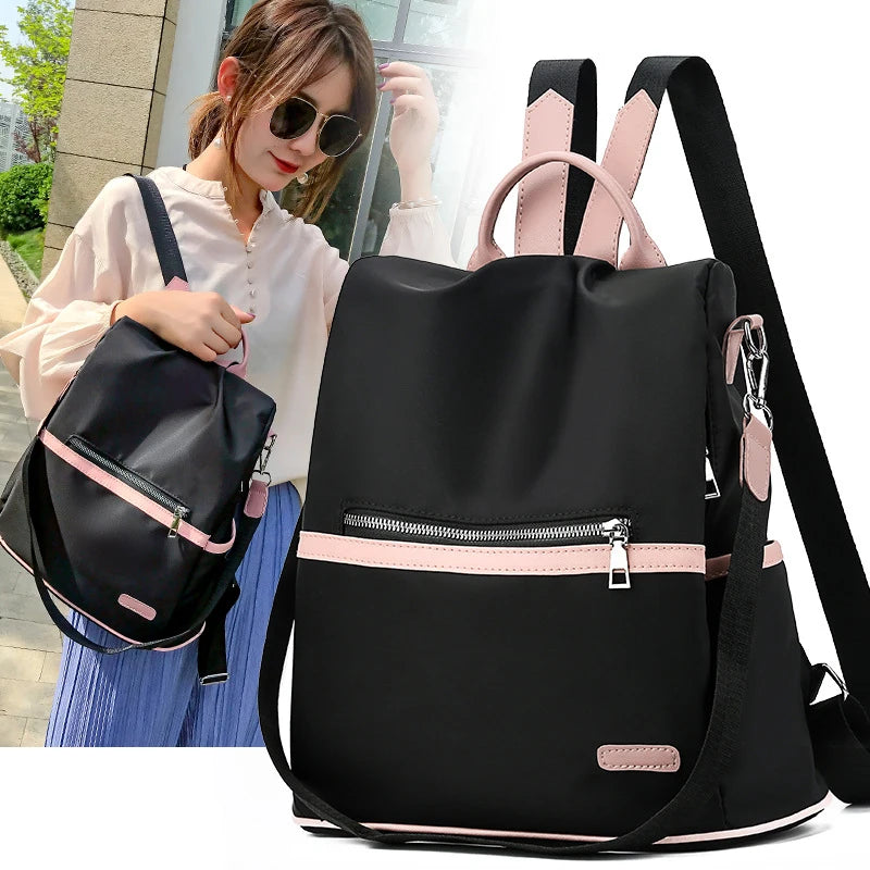 Casual Oxford Backpack Women Black Waterproof Nylon School Bags for Teenage Girls High Quality Fashion Travel Tote Packbag