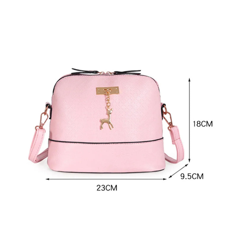 2021 Women Messenger Bags Fashion Mini PU Leather Bag With Deer Toy Shell Shape Bag Women Shoulder Bags Ladies Zipper Handbag
