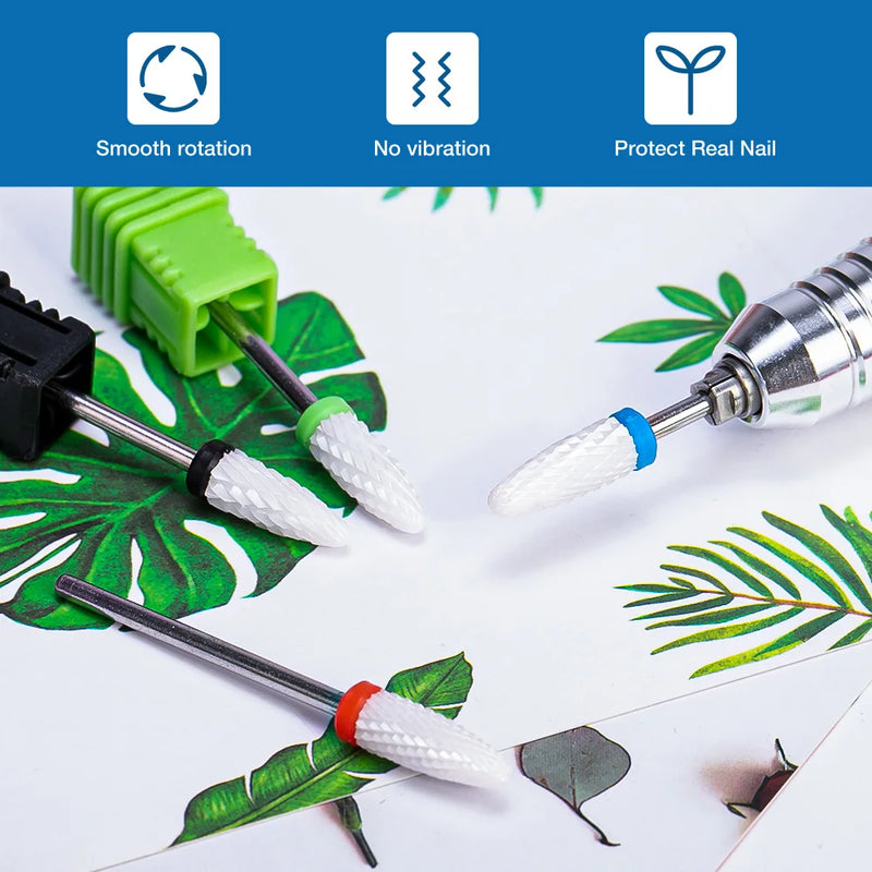 Ceramic Tungsten Carbide Nail Drill Bit Rotate Burr Milling Nail Cutter Bits Electric Drill Machine For Manicure Pedicure Tools