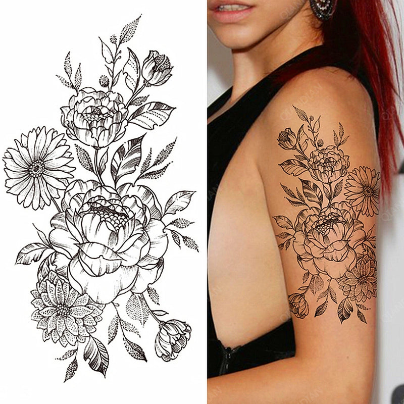 Sexy Flower Bird Temporary Waterproof Tattoo Sticker Girl Butterfly Dreamcatcher Cross Body Arm Sleeve Chest Fake Totem Women