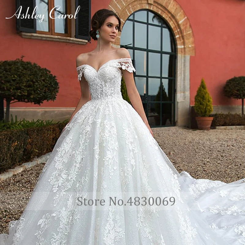 Ashley Carol Luxury Wedding Dresses For Women 2023 Beaded Sweetheart Princess Appliques Lace Up Wedding Gown Vestidos De Novia