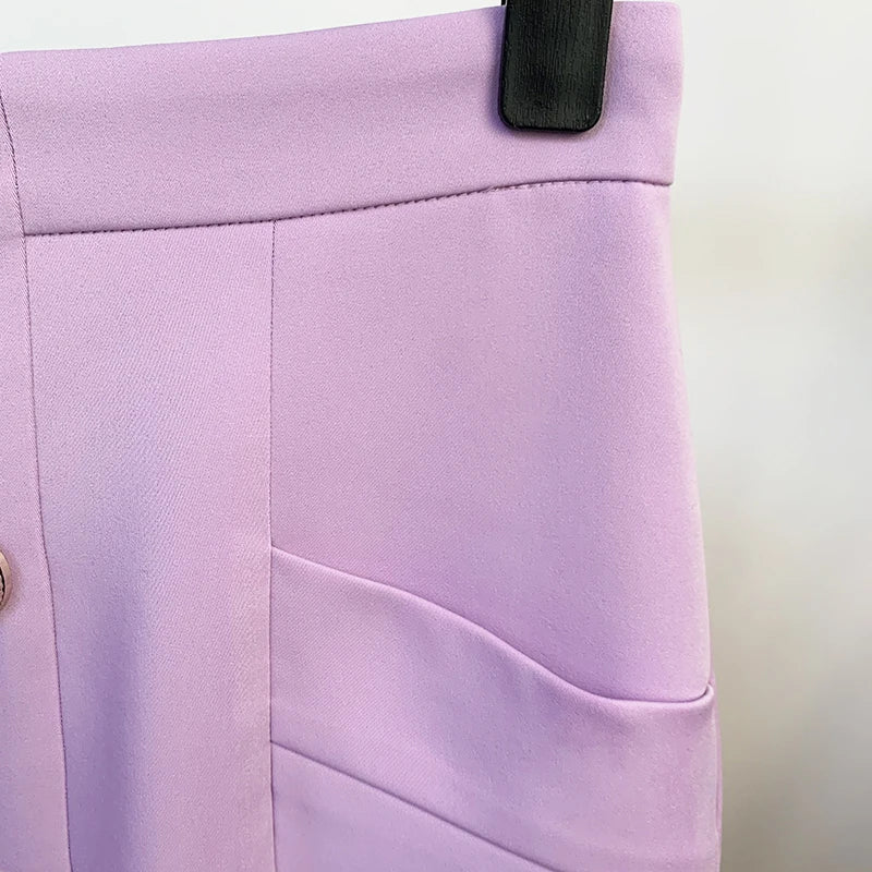HIGH STREET Newest 2024 Designer Fashion Women's Lion Buttons Embellished Pockets Skirt