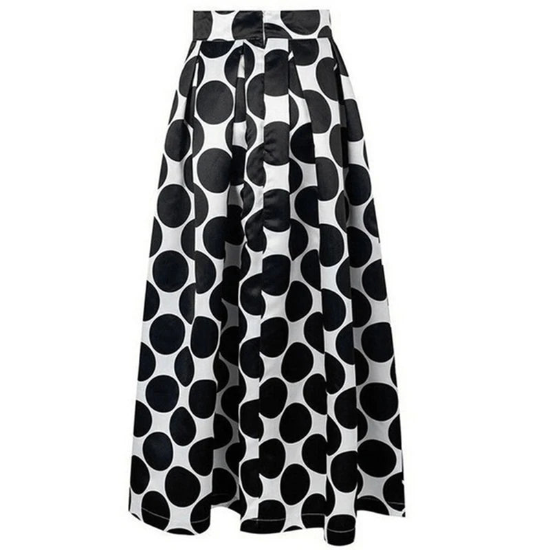 Summer Women A-Line Long Skirt Elegant French Style Retro Skirt Fashion High Waist Slim Polka Dot Large A-Line Skirts