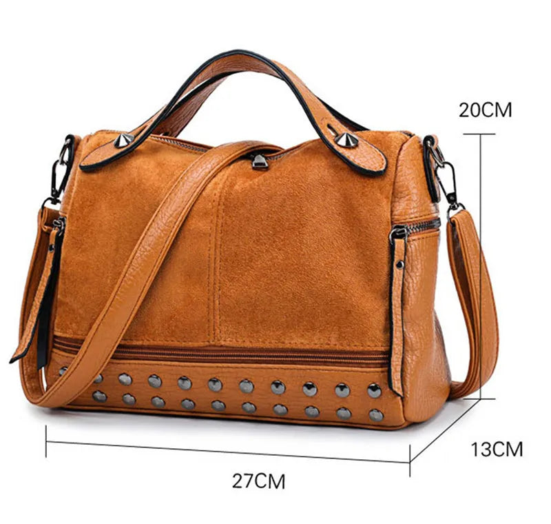 3 Colors Fashion Women's Large-capacity Shoulder bag Travel Rivet Matte Tote bag Messenger bag Handbag