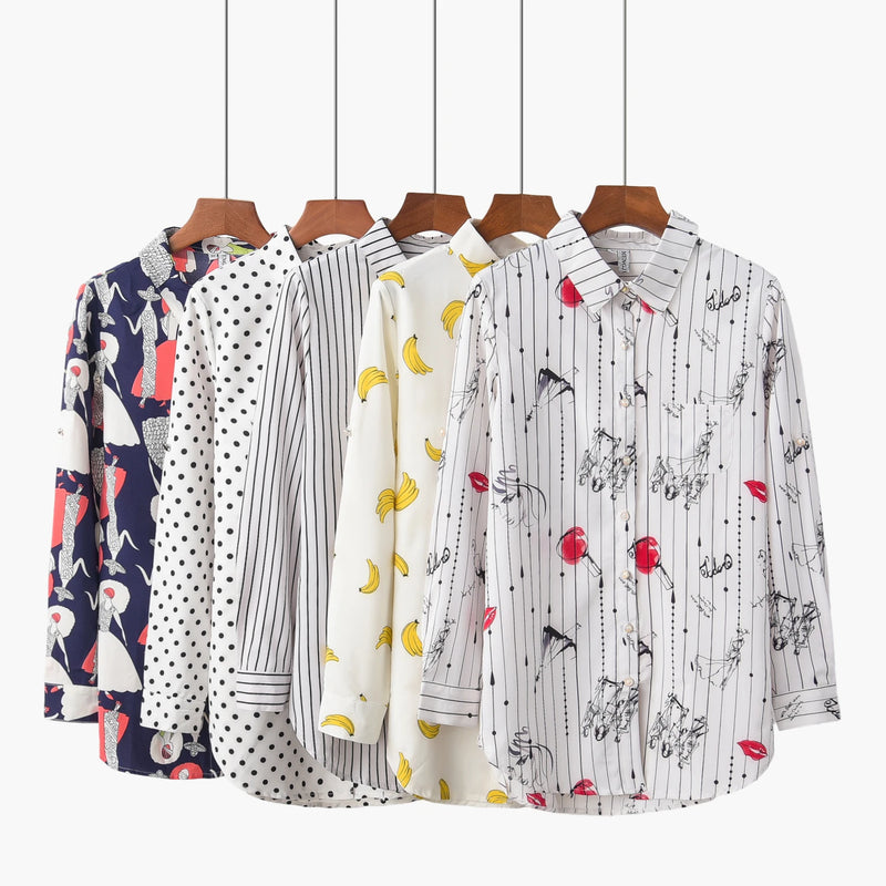 Women's Fashion Polka Dot Print Shirt Lady Long Style Plus Size Casual Blouse 2021 Spring New Long Sleeve Blouses and Tops 5XL