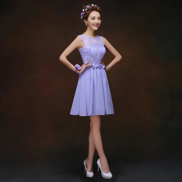 New light purple short bridesmaid dress chorus performance dress free shipping