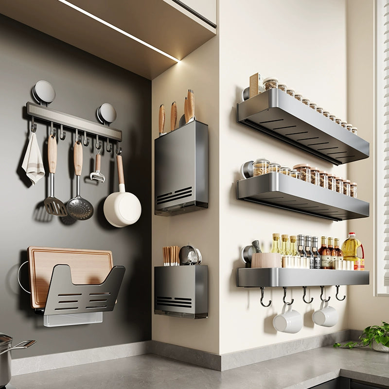 Suction Cup Punch-Free Wall Condiment Hook Rack