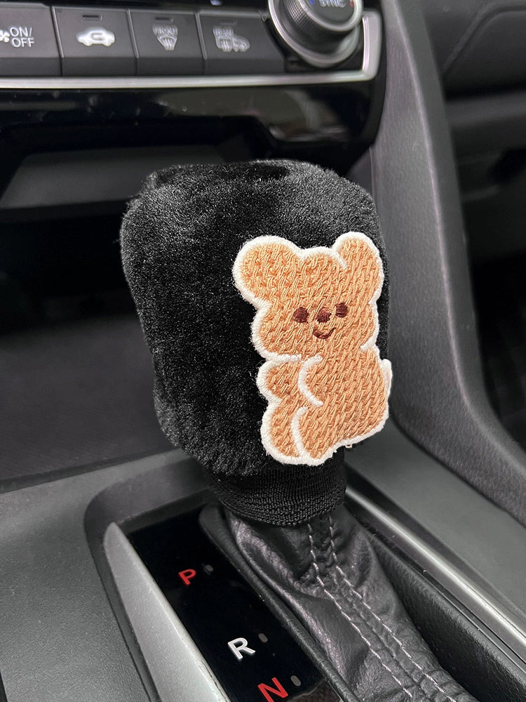 Car Handbrake Sleeve Shift Knob Cover Cute Soft Stuffed Car Interior Decoration Armrest Gloves Hanging Gear Lever Cover Neutral Female