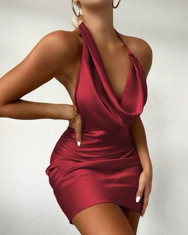 Women's Summer Fashion Swing Collar Sexy Slip Dress