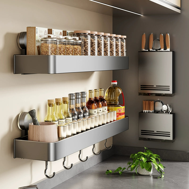 Suction Cup Punch-Free Wall Condiment Hook Rack