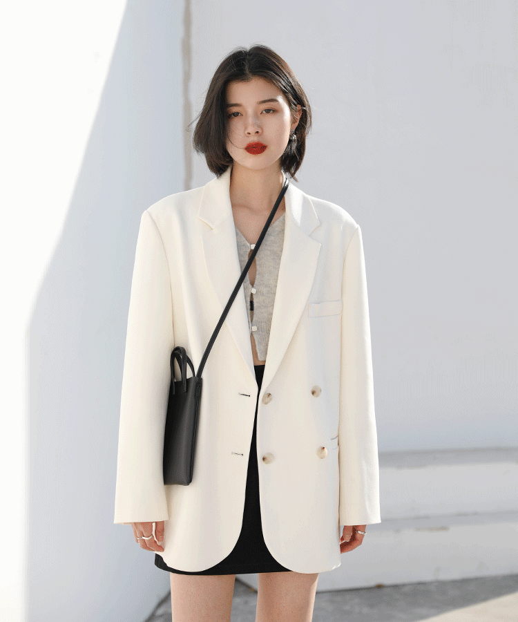 CHIC VEN 2021 Fashion Women's Blazer Office Lady Long Sleeve Double-breasted Mid-length Casual Coat Ladies Outerwear Stylish Top