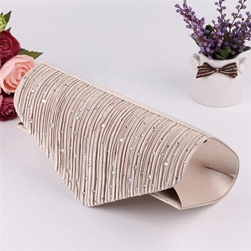 Women Evening Bag Satin Bridal Diamante Rhinestone Clutches For Women Wedding Party Envelope Crossbody Bags