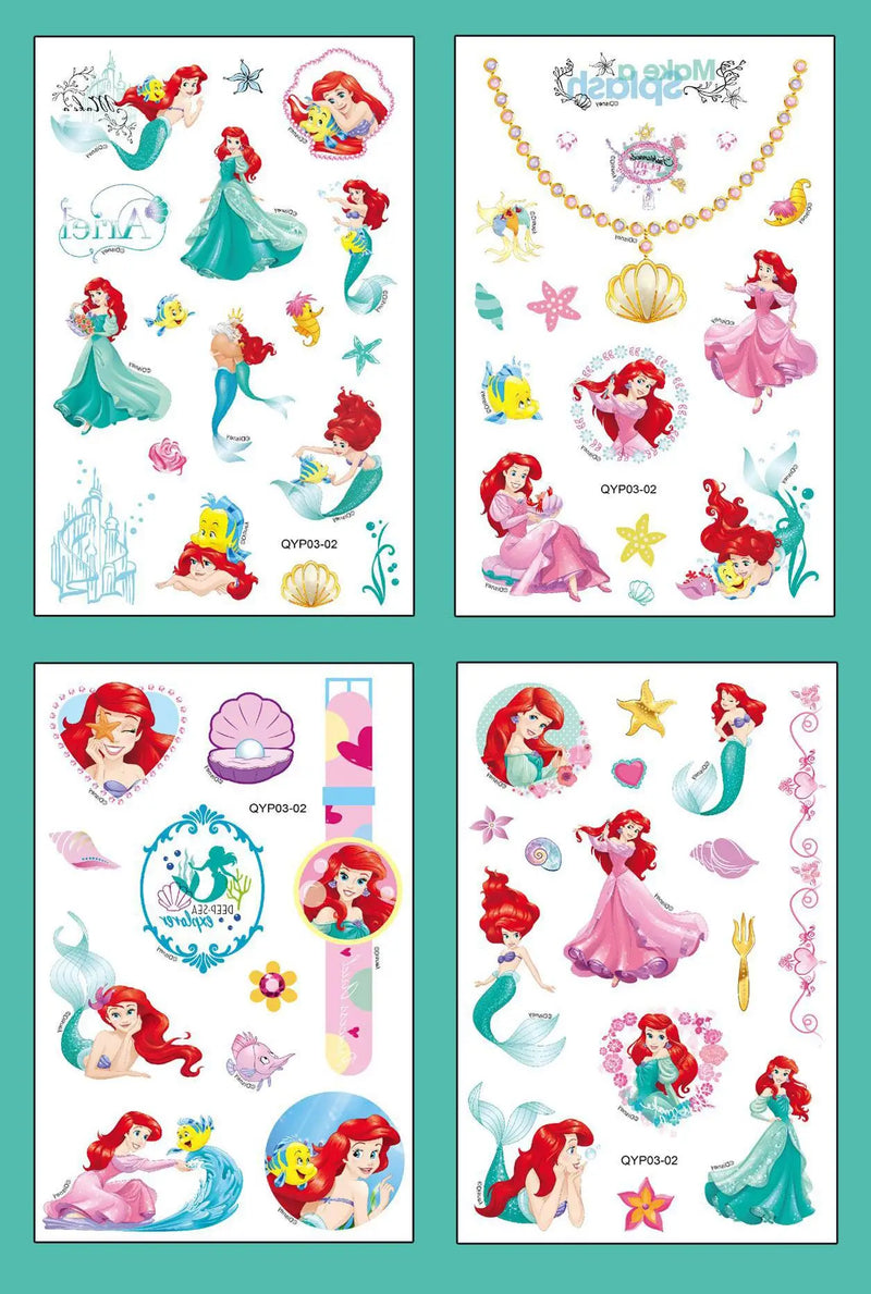 4Pcs/set Tattoo stickers Disney Stitch Princess Sofia Unicorn Frozen Action Figure Cars Cartoon Sticker Kids Girls Birthday Gift