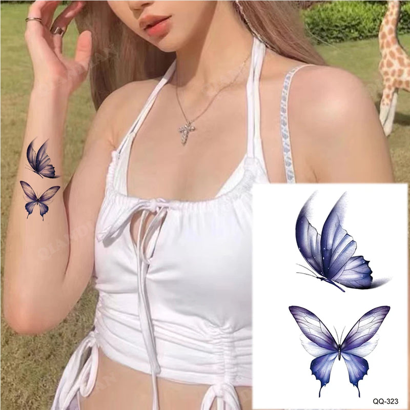 Small Waterproof Temporary Tattoo Sticker Colorful Leaf Flower Elephant Dolphin  Art Wrist Neck Women Kids Fake Mini Tatoo