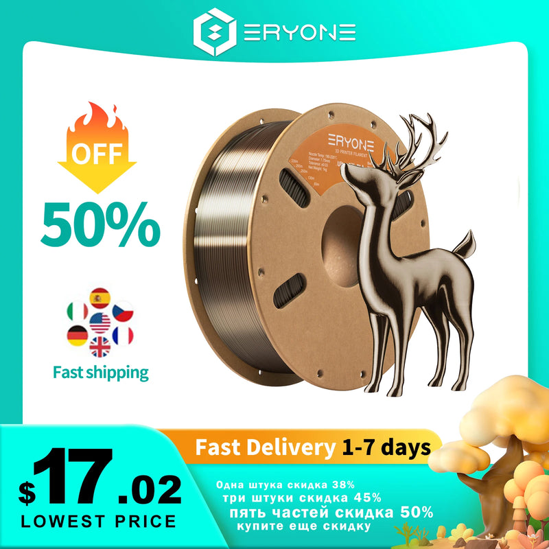 Eryone Promotion Ultra SILK PLA Filament 3D Printing New Arrival 1.75mm 1Kg For 3D Printer High Quality Fast delivery