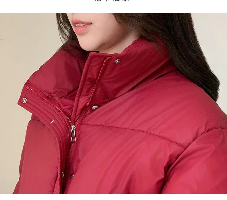 Fashionable Student Warm Lightweight 2024 Winter New Stand Up Collar Short Down Cotton Jacket Women's Trend Parkas