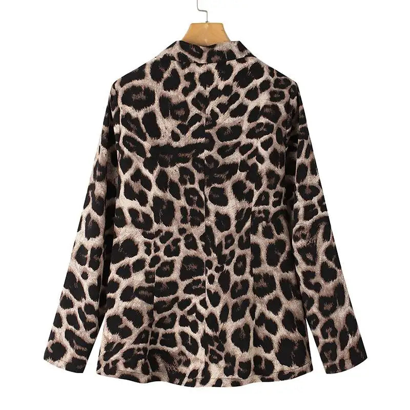 ZANZEA Oversized Button Up Outwears Women OL Blazer Fashion Ladies Office Suits 2023 Spring Summer Female Leopard Lapel Coats