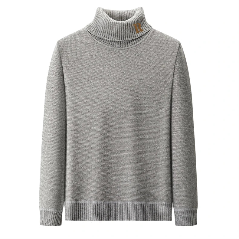 Luxury brand sweater men's high neck designer new trend R embroidery casual Korean top winter plush thick warm knitted pullover