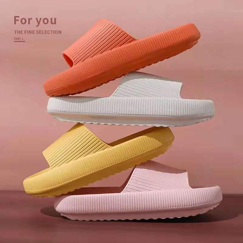 ASIFN Fashion Women Summer Soft Slippers Thick Platform Bathroom Home Men Indoor Non-slip Anti-slip Female Cloud Cushion Slides