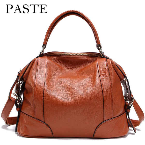 PASTE Ladies Handbag Large Big Shoulder Bag for Women Brand Designer Tote Bag 100% Real leather Travel Bag Light Gold Buckle