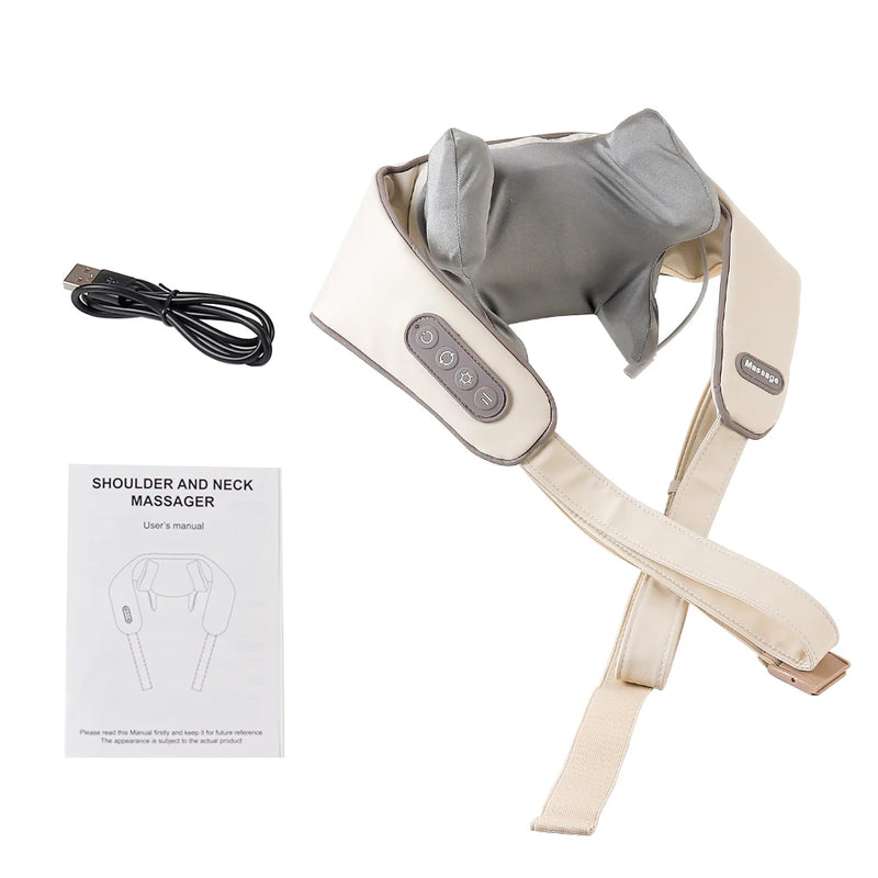 Foreverlily Wireless Neck And Back Massager Neck And Shoulder Kneading Massage Shawl Neck Cervical Relaxing Trapezius Massager