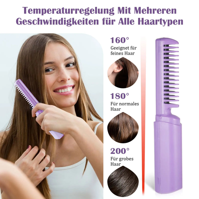 Ceramics Wireless Hair Curler One Hand Operation Small Occupation Portable Hair Straightener Comb