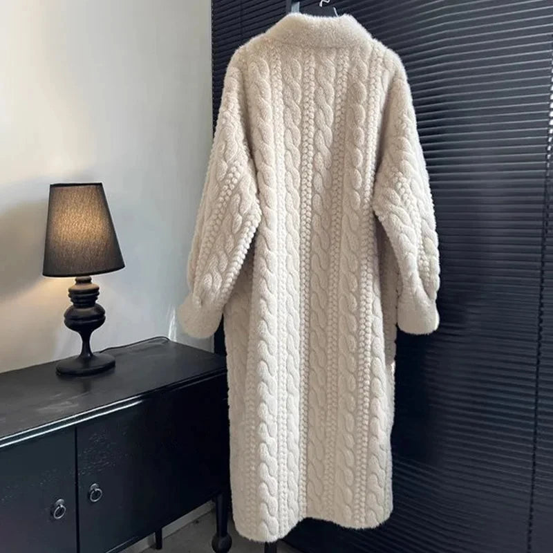 Thicken Knit Loose Coat Women Full Sleeve Single Breasted Fashion Female Cardigan Winter Warm Long Cardigan Chic Lady Outerwear