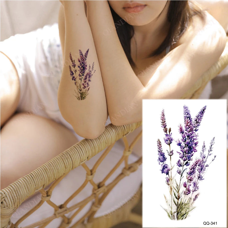 Small Waterproof Temporary Tattoo Sticker Colorful Leaf Flower Elephant Dolphin  Art Wrist Neck Women Kids Fake Mini Tatoo