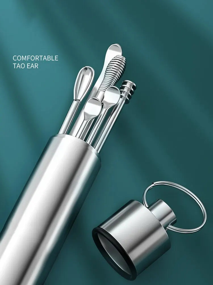 12 Piece Earpick Stainless Steel Ear Digging Tool Set Spiral Wax Remover For Perforation Cleaning Kit Cleaning Agent