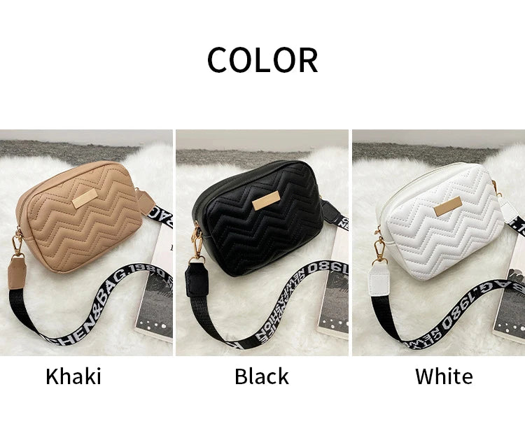 Wave Embroidery Square Bag Shoulder Strap With Printed Large Capacity Shoulder Crossbody Bag for Women