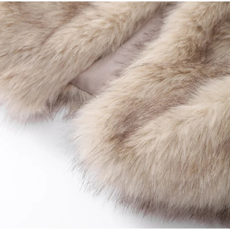 Winter Fluffy Furry Faux Fur Long Jacket Coat Women Loose Lapel Long Sleeve Thick Warm Coats Female Luxury Fashion Lady Overcoat