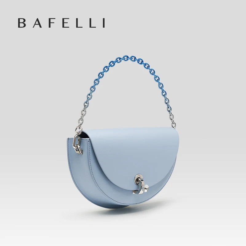 BAFELLI HANDBAG WOMEN 2023 NEW FASHION SADDLE COLLOCATION DIAMOND RING-LOCK CROSSBODY DESIGNER BRAND LUXURY FEMALE CHAIN BAG