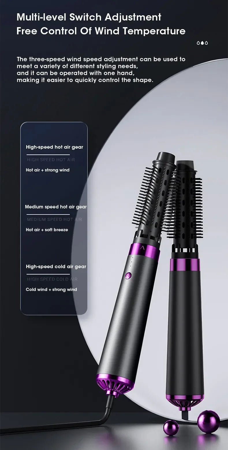 2025 Electric Hair Dryer 5in1 Multifunctional Hair Straightener Negative Ion Hair Care Curler Blow Dryer Styling Set Strong Wind