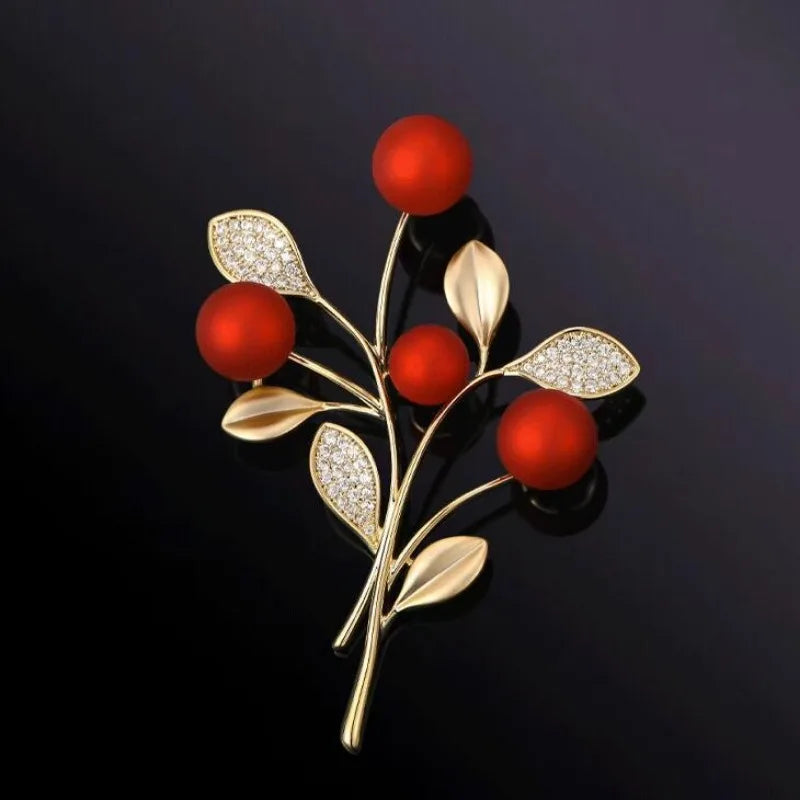 Lucky Four-leaf Clover Brooch French Retro Emerald Corsage Fixed Clothes Anti-emptied Pin Buckle for Women Wedding Dress Jewelry