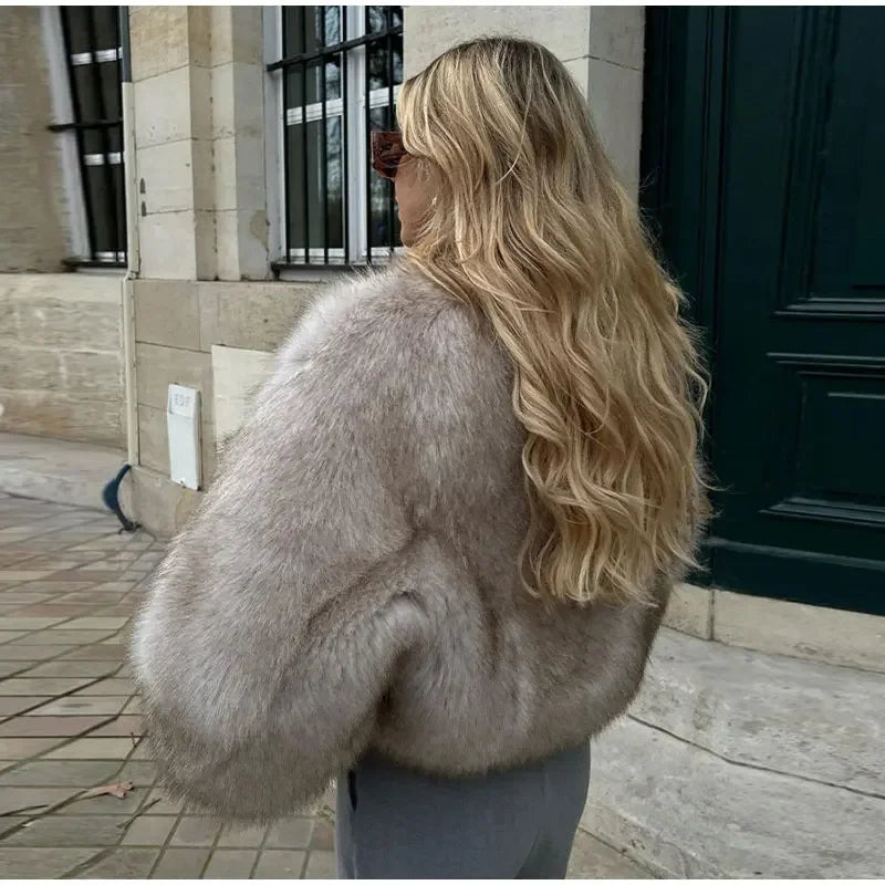 Winter Fluffy Furry Faux Fur Long Jacket Coat Women Loose Lapel Long Sleeve Thick Warm Coats Female Luxury Fashion Lady Overcoat