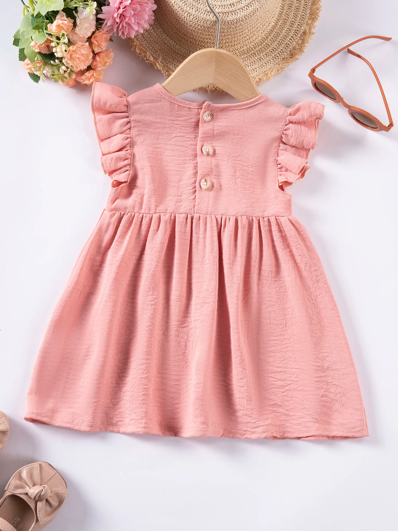 New Summer Toddler Girl Dress Small Fly Sleeve Floral Dress Sweet Cute Baby Comfortable Cotton Soft Skin-friendly Birthday Gift