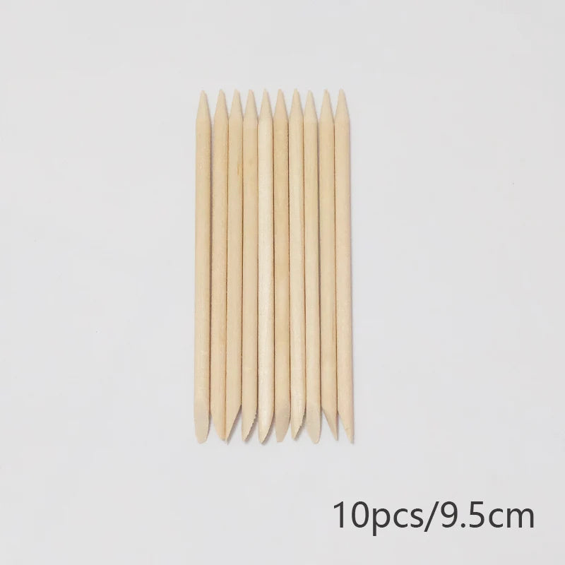 Lurayee Nail Cuticle Pusher Orange Wood Sticks Nail Manicures Remover Wooden Design Nail Gel Polish Drawing Stick for Nail Art