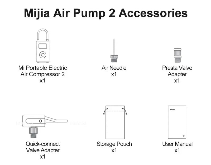 Xiaomi Mijia Air Pump 2 25%Speed Boost Mini Portable Electric Air Compressor Treasure 150PSI Type-C LED Multitool Inflator Xiomi
