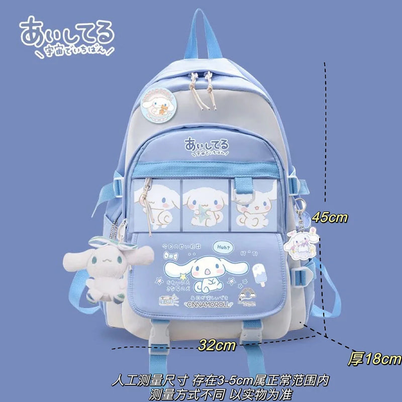 Anime Sanrioed Plush Toy Cinnamoroll Backpack Children Girl Boy Blue Schoolbag Kawaii Student School Bag Computer Large Gift