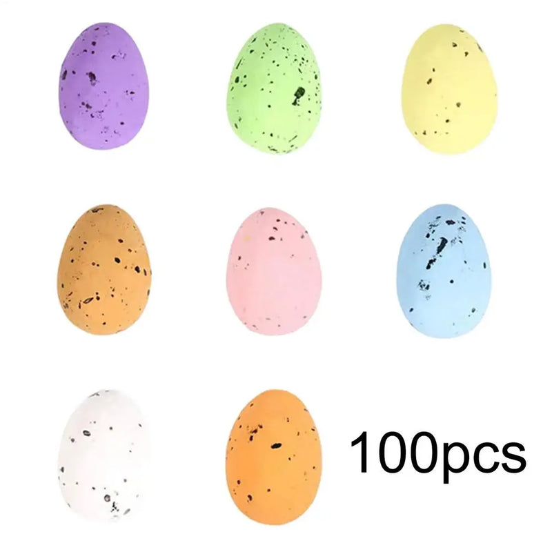Tiny Easter Decorations Eggs 100X Decorative Speckled Foam Easter Eggs Ornaments Colorful Dots Tiny Foam Eggs Easter Eggs For
