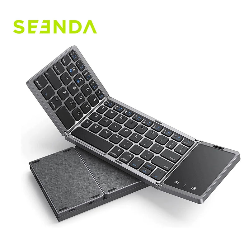 Seenda Foldable Wireless Bluetooth Keyboard Rechargeable Folding Portable Keyboards for PC Mac Smartphone Windows iOS Android