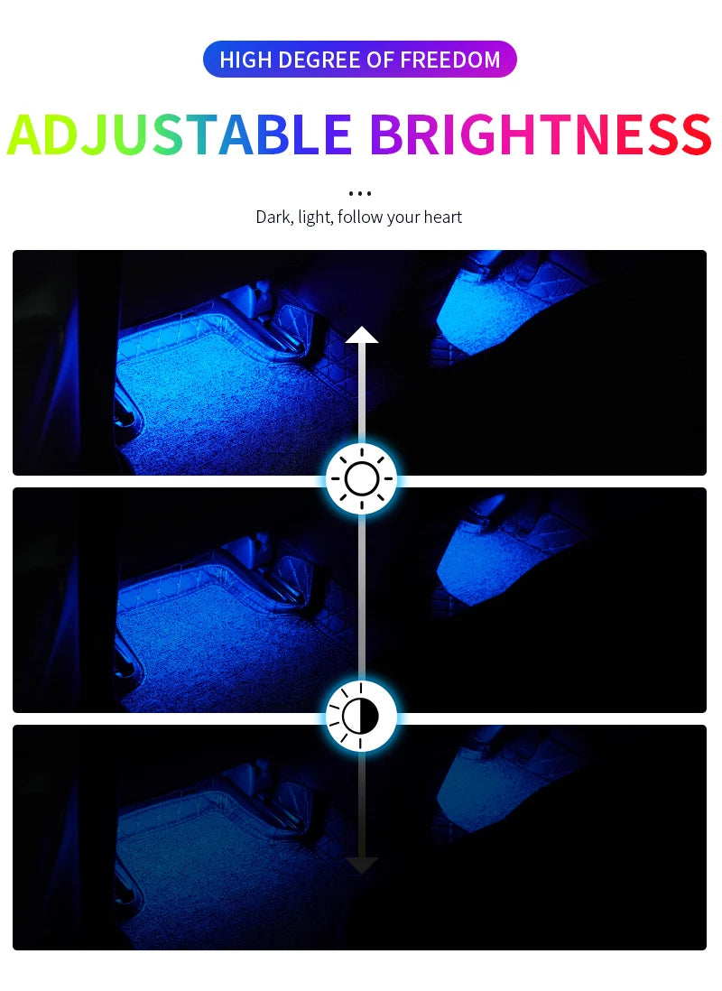 Universal Car RGB Ambient Lights LED Strip Interior Atmosphere Lamps 8 Colors Decorative Off Road 4x4 SUV Automobile Accessories