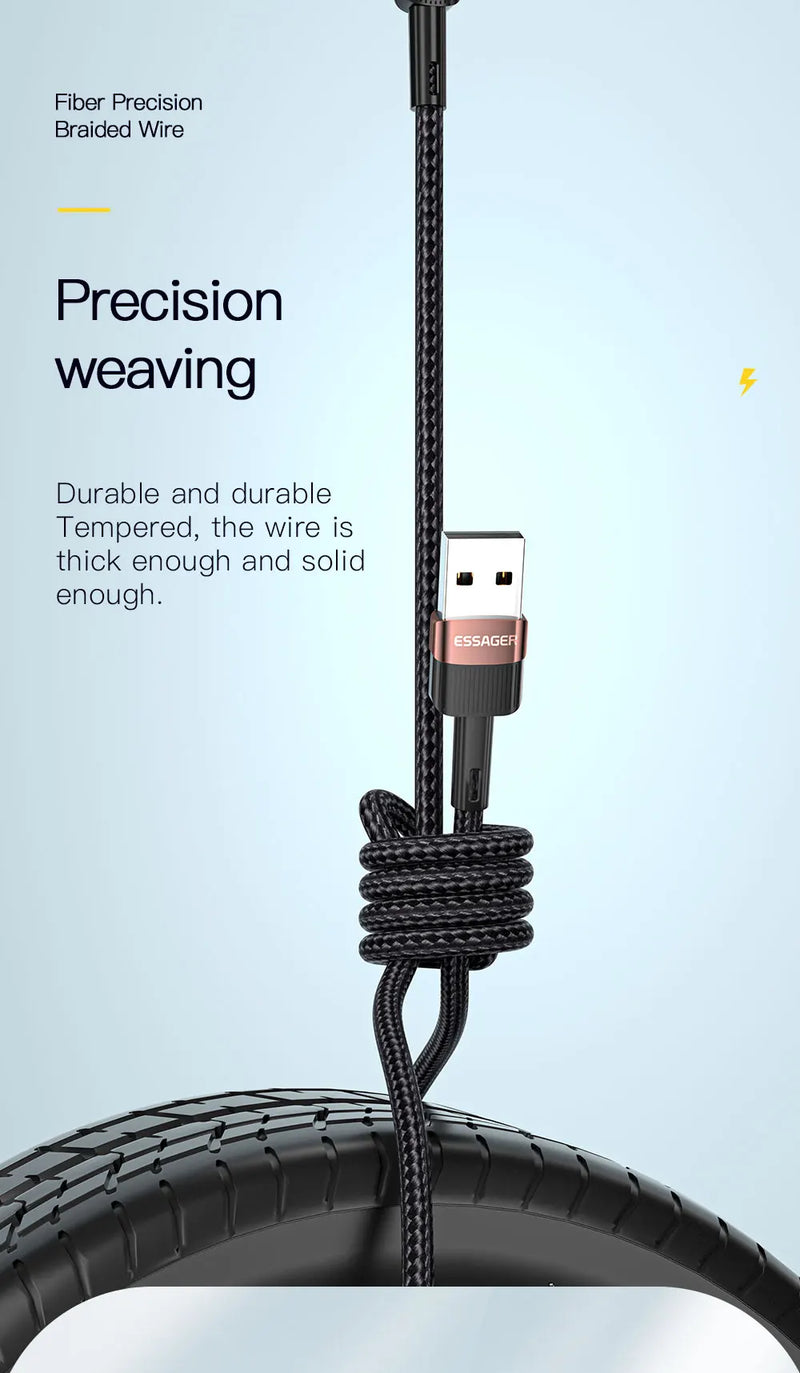 Essager 7A USB Type C Cable For Realme Huawei P30 Pro 66W Fast Charging Wire USB-C Charger Data Cord For Samsung Oneplus Poco F3