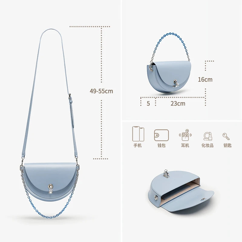 BAFELLI HANDBAG WOMEN 2023 NEW FASHION SADDLE COLLOCATION DIAMOND RING-LOCK CROSSBODY DESIGNER BRAND LUXURY FEMALE CHAIN BAG