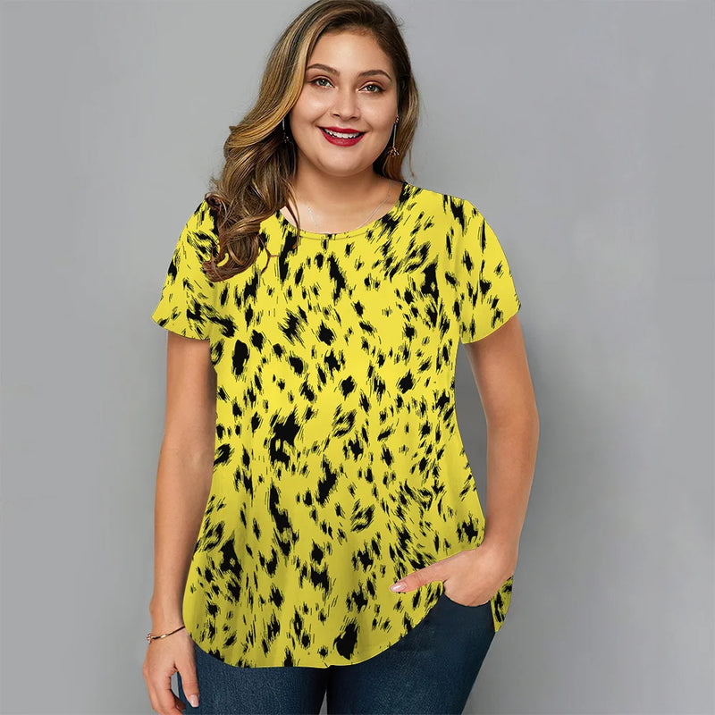 Women's Leopard Print T-Shirt Loose Large Size Female Clothing Streetwear Hip Hop O Neck Tee Summer New Sexy Tshirt for Ladies